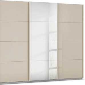 Schwebetürenschrank RAUCH Kleiderschrank Kleiderschränke Schrank Garderobe AGORDO mit Glasfront Schränke Gr. B/H/T: 271cm x 210cm x 62cm, 3 St., beige (champagner/glas champagner) durchdachte Innenausstattung, in 4 Breiten und 2 Höhen MADE IN GERMANY