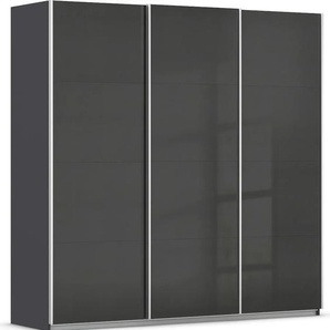 Schwebetürenschrank RAUCH Kleiderschrank Schrank Garderobe AGORDO mit Dekor- oder Hochglanzfront Schränke Gr. B/H/T: 203cm x 210cm x 62cm, 3 St., grau (graumetallic/hochglanz effektgrau) durchdachte Innenausstattung, in 4 Breiten und 2 Höhen MADE IN