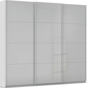 Schwebetürenschrank RAUCH Kleiderschrank Schrank Garderobe AGORDO mit Glasfront Schränke Gr. B/H/T: 271 cm x 229 cm x 62 cm, 3 St., grau (seidengrau, glas seidengrau) durchdachte Innenausstattung, in 4 Breiten und 2 Höhen MADE IN GERMANY