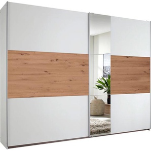 Schwebetürenschrank RAUCH Kleiderschrank Schrank Garderobe ASTANA mit leichtgängigen Türen Schränke Gr. B/H/T: 261cm x 210cm x 58cm, 2 St., weiß (weiß/eiche artisan) inkl. 2 Stoffboxen sowie Metallgriffleisten TOPSELLER MADE IN GERMANY