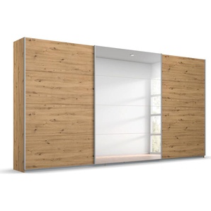 Schwebetürenschrank RAUCH Kleiderschrank Schrank Garderobe BESTSELLER KOLUNA mit Spiegel Schränke Gr. B/H/T: 360cm x 210cm x 62cm, 3 St., braun (eiche artisan) inkl. 2 Innenschubladen sowie extra Einlegeböden MADE IN GERMANY