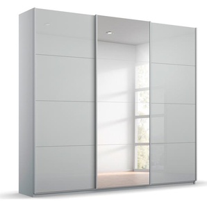 Schwebetürenschrank RAUCH Kleiderschrank Schrank Garderobe KOLUNA mit Glastüren und Spiegel Schränke Gr. B/H/T: 203cm x 210cm x 62cm, 3 St., grau (seidengrau/glas seidengrau) inkl. 2 Innenschubladen sowie extra Einlegeböden MADE IN GERMANY