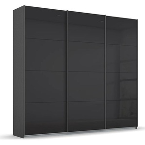 Schwebetürenschrank RAUCH Koluna Schränke Gr. B/H/T: 203cm x 229cm x 62cm, 3 St., grau (graumetallic/glas basalt) Glasfront, inkl. 2 Innenschubladen sowie extra Böden