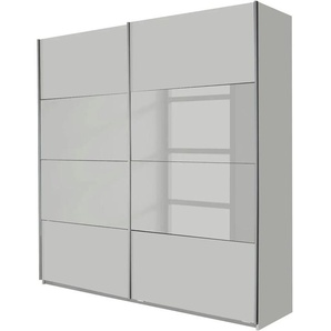 Schwebetürenschrank RAUCH Quadra Bestseller Schlafzimmerschrank in vielen Breiten Schränke Gr. B/H/T: 181cm x 230cm x 62cm, 2 St., grau (seidengrau/seidengrauglas) Kleiderschrank Garderobenschrank Schrank mit Glaselementen