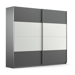 Schwebetürenschrank RAUCH Quadra Bestseller Schlafzimmerschrank in vielen Breiten Schränke Gr. B/H/T: 271cm x 230cm x 62cm, 2 St., grau (grau metallic/weißglas) Kleiderschrank Garderobenschrank Schrank mit Glaselementen