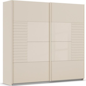 Schwebetürenschrank RAUCH Ruga Schränke Gr. B/H/T: 226cm x 210cm x 62cm, 2 St., beige (champagner/glas champagner) in moderner Lamellen-Optik, mit Glasauflagen