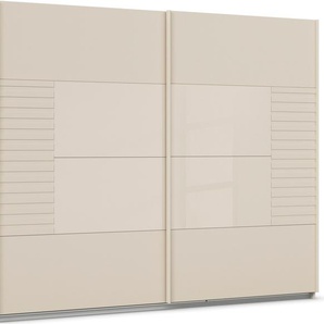 Schwebetürenschrank RAUCH Ruga Schränke Gr. B/H/T: 270cm x 210cm x 62cm, 2 St., beige (champagner/glas champagner) in moderner Lamellen-Optik, mit Glasauflagen