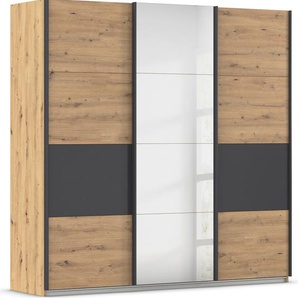 Schwebetürenschrank RAUCH Schwebetürenschrank Kleiderschrank Schrank Garderobe CORTONA Schränke Gr. B/H/T: 203cm x 210cm x 62cm, 3 St., grau (eiche artisan/graumetallic) inkl. Inneneinteilung, 2 Stoffboxen und zusätzlichen Einlegeböden