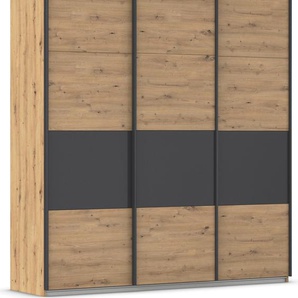 Schwebetürenschrank RAUCH Schwebetürenschrank Kleiderschrank Schrank Garderobe CORTONA Schränke Gr. B/H/T: 203cm x 229cm x 62cm, 3 St., grau (eiche artisan/graumetallic) inkl. Inneneinteilung, 2 Stoffboxen und zusätzlichen Einlegeböden