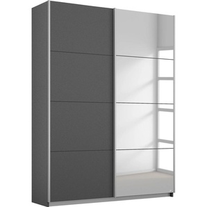 Schwebetürenschrank RAUCH Subito Kleiderschrank Bestseller Schränke Gr. B/H/T: 136cm x 197cm x 61cm, 1 Spiegel- und 1 Dekortür, 2, grau (graumetallic) Schlafzimmerschrank Schrank Garderobe mit 4 Spiegelelementen