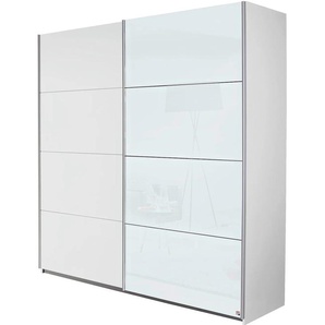 Schwebetürenschrank RAUCH Subito Kleiderschrank Bestseller Schränke Gr. B/H/T: 181cm x 197cm x 61cm, 1 Weißglas- und 1 Dekortür, 2 St., weiß (weiß/weißglas) Schlafzimmerschrank Garderobe mit 4 Glaselementen