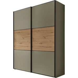 Schwebetürenschrank STAUD Includo, Made in Germany Schränke Gr. B/H/T: 167cm x 222cm x 68cm, Comfort, 2 St., grün (dekor salbei/artisan eiche) Mit vier verschiedenen Ausstattungsvarianten