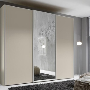 Schwebetürenschrank STAUD Sinfonie Plus, edles Design in hochwertiger Qualität, Made Germany Schränke Gr. B/H/T: 249cm x 240cm x 68cm, Basic, 3 St., beige (sand) Mit Spiegeltür und vier verschiedenen Ausstattungsvarianten