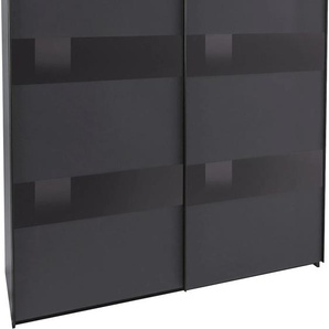 Schwebetürenschrank WIMEX Altona Schränke Gr. B/H/T: 180cm x 198cm x 64cm, 2 St., grau (graphit/grauglas) mit Glaselementen und zusätzlichen Einlegeböden