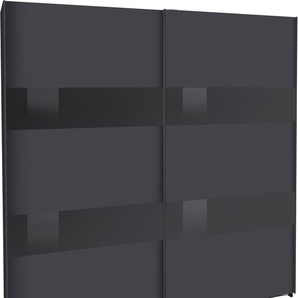 Schwebetürenschrank WIMEX Altona Schränke Gr. B/H/T: 225cm x 236cm x 65cm, 2 St., grau (graphit/grauglas) mit Glaselementen und zusätzlichen Einlegeböden