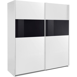 Schwebetürenschrank WIMEX Bramfeld TOPSELLER Kleiderschrank Schränke Gr. B/H/T: 180cm x 198cm x 64cm, 2 St., schwarz (weiß/absetzung schwarzglas) mit Glaselementen und zusätzlichen Einlegeböden