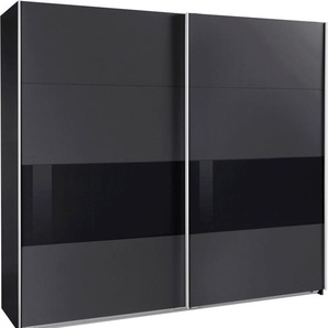 Schwebetürenschrank WIMEX Bramfeld TOPSELLER Kleiderschrank Schränke Gr. B/H/T: 225cm x 208cm x 64cm, 2 St., schwarz (graphit/absetzung schwarzglas) mit Glaselementen und zusätzlichen Einlegeböden