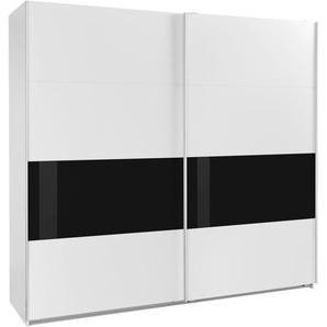 Schwebetürenschrank WIMEX Bramfeld TOPSELLER Kleiderschrank Schränke Gr. B/H/T: 225cm x 208cm x 64cm, 2 St., schwarz (weiß/absetzung schwarzglas) mit Glaselementen und zusätzlichen Einlegeböden