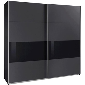 Schwebetürenschrank WIMEX Bramfeld TOPSELLER Kleiderschrank Schränke Gr. B/H/T: 225cm x 236cm x 64cm, 2 St., schwarz (graphit/absetzung schwarzglas) mit Glaselementen und zusätzlichen Einlegeböden