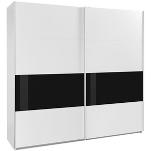 Schwebetürenschrank WIMEX Bramfeld TOPSELLER Kleiderschrank Schränke Gr. B/H/T: 225cm x 236cm x 64cm, 2 St., schwarz (weiß/absetzung schwarzglas) mit Glaselementen und zusätzlichen Einlegeböden