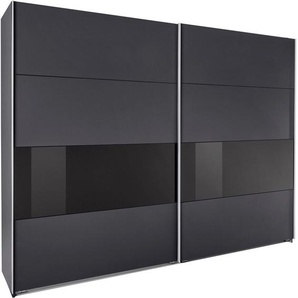 Schwebetürenschrank WIMEX Bramfeld TOPSELLER Kleiderschrank Schränke Gr. B/H/T: 270cm x 208cm x 64cm, 2 St., schwarz (graphit/absetzung schwarzglas) mit Glaselementen und zusätzlichen Einlegeböden