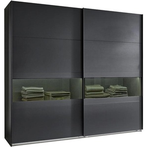 Schwebetürenschrank WIMEX Easy Plus Schränke Gr. B/H/T: 180cm x 236cm x 65cm, 2 St., schwarz (graphit/ rauchglas holmtüren graphit) mit Rauchglas Holmtüren