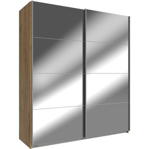 Schwebetürenschrank WIMEX Easy Schränke Gr. B/H/T: 135cm x 210cm x 65cm, 2 St., braun (plankeneichefarben/spiegel) mit Vollspiegel