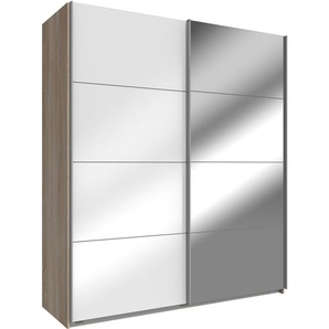 Schwebetürenschrank WIMEX Easy Schränke Gr. B/H/T: 135cm x 210cm x 65cm, 2 St., braun (struktureichefarben hell, weißglas/spiegel) mit Glas und Spiegel