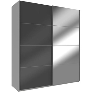 Schwebetürenschrank WIMEX Easy Schränke Gr. B/H/T: 135cm x 210cm x 65cm, 2 St., grau (weiß, grauglas/spiegel) mit Glas und Spiegel