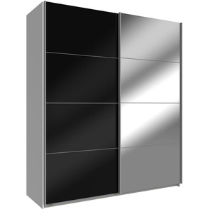 Schwebetürenschrank WIMEX Easy Schränke Gr. B/H/T: 135cm x 210cm x 65cm, 2 St., schwarz-weiß (weiß, schwarzglas/spiegel) mit Glas und Spiegel