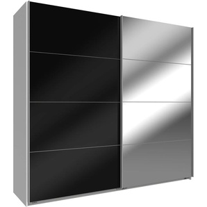 Schwebetürenschrank WIMEX Easy Schränke Gr. B/H/T: 225 cm x 210 cm x 65 cm, 2 St., schwarz-weiß (weiß, schwarzglas, spiegel) mit Glas und Spiegel