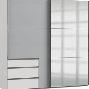 Schwebetürenschrank WIMEX Level by fresh to go Schränke Gr. B/H/T: 200cm x 216cm x 65cm, 2 St., weiß (weiß/light grey) jeweils mit einer Spiegeltür