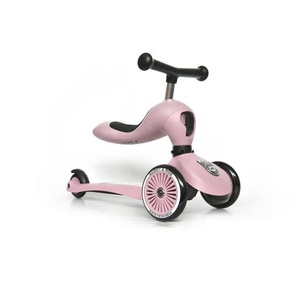 Scoot and Ride 2In1-Kinderscooter Highwaykick 1, Rosa, Metall, Kunststoff, 24x37x55 cm, unisex, höhenverstellbarer Lenker, weicher Sitz, Anti-Überschlag-Vorrichtung, Outdoor Spielzeug, Kinderfahrzeuge