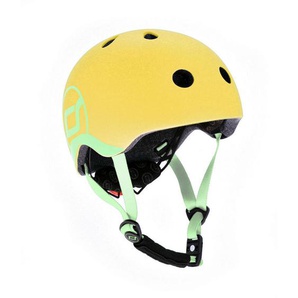 Scoot and Ride Kinderhelm, Gelb, Kunststoff, Textil, Gr. Xxs-S, RoHS, Magnetverschluss, mit LED-Licht, Kinnpolster,Magnetverschluss, Kinnpolster, Freizeit, Sport & Fitness, Fahrräder, Kinderhelme