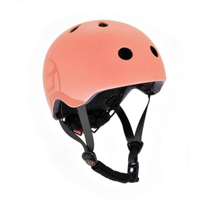 Scoot and Ride Kinderhelm, Orange, Kunststoff, Textil, Gr. S-M, RoHS, Magnetverschluss, mit LED-Licht, Kinnpolster,Magnetverschluss, Kinnpolster, Freizeit, Sport & Fitness, Fahrräder, Kinderhelme