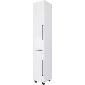 Seitenschrank WELLTIME Luena, weiß (weißmatt), B:30cm H:180cm T:35cm, MDF, Holzwerkstoff, Schränke, Bad-Hochschrank Bad-Seitenschrank, Breite 30 cm, mit Metall-Auszug und Softclose-Funktion