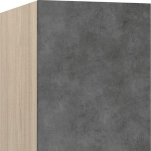 Seitenschrank WIHO KÜCHEN Zell Schränke Gr. B/H/T: 50 cm x 200 cm x 57 cm, grau (front: betonfarben, korpus und arbeitsplatte: satin blackwood) Seitenschränke