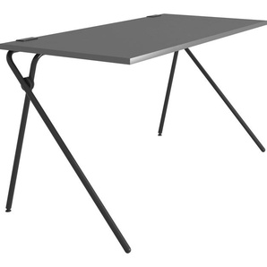 Sekretär MÜLLER SMALL LIVING PLATO Two Sekretäre Gr. B/H/T: 140 cm x 75 cm x 80 cm, grau (anthrazit) Sekretäre schwarzes Gestell, Home Office minimal, einfach zusammenklappen