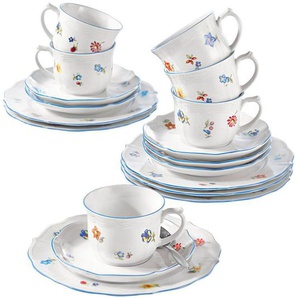 Seltmann Weiden Kaffeeservice, Blau, Weiß, Keramik, 18-teilig, Blume, 220 ml,220 ml, 15x15x30 cm, handbemalt, Essen & Trinken, Geschirr, Geschirr-Sets, Kaffeeservice