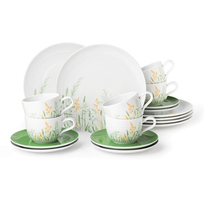 Seltmann Weiden Kaffeeservice Geschirr-Set, 18 Teile, Liberty Meadow Grasses (18-tlg), 6 Personen, Porzellan, mit Gräsermotiv, Made in Germany