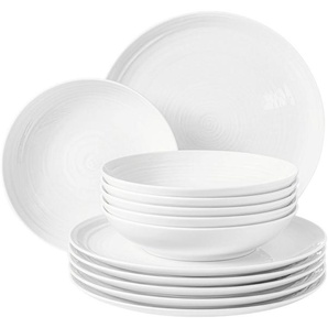 Seltmann Weiden Tafelservice Geschirr-Set Terra (12-tlg), 6 Personen, Porzellan, Geschirr, Teller Set, weiß, Made in Germany, 12 Teile, für 6 Personen