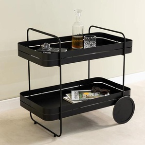 Servierwagen SPINDER DESIGN GIN & TROLLY Rollwagen Gr. B/H/T: 42cm x 69,3cm x 74cm, schwarz (schwarz/schwarz) Servierwagen aus Stahl mit Gummirädern