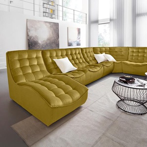 Sessel CALIA ITALIA Banjo, Designsessel mit erstklassigem Sitzkomfort, als Einzelelement Gr. Luxus-Microfaser Selfie, B/H/T: 81cm x 88cm x 102cm, gelb (giallo) Polstersessel Sessel oder als Modulsofa mit den passenden Elementen kombinierbar