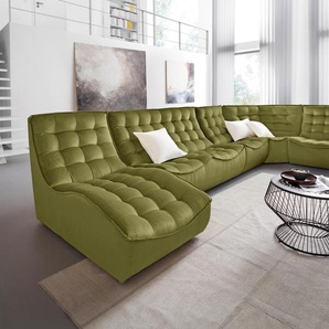 Sessel CALIA ITALIA Banjo, Designsessel mit erstklassigem Sitzkomfort, als Einzelelement Gr. Luxus-Microfaser Selfie, B/H/T: 81cm x 88cm x 102cm, grün (verde) Polstersessel Sessel oder als Modulsofa mit den passenden Elementen kombinierbar