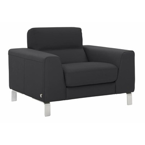 Sessel CALIA ITALIA Simon Loungesessel, Designsessel Gr. Leder BULL, B/H/T: 112 cm x 81 cm x 94 cm, schwarz Einzelsessel Ledersessel Sessel in zwei Lederqualitäten