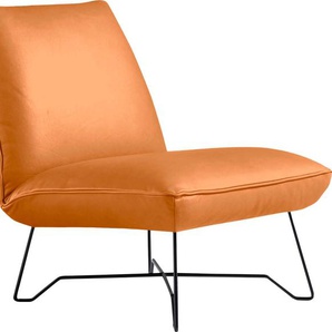 Sessel EGOITALIANO Lia Loungesessel, elegant und stylisch, toller Sitzkomfort Gr. Leder BULL, B/H/T: 62cm x 73cm x 79cm, orange Einzelsessel extravaganter Designsessel, Solitärsessel