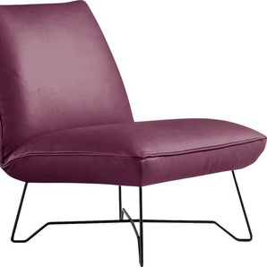 Sessel EGOITALIANO Lia Loungesessel, elegant und stylisch, toller Sitzkomfort, lila (violett), B:62cm H:73cm T:79cm, Leder NUVOLE (Echtes Rindsleder). Halbnatürliches, halbnarbiges Rindsleder mit einer natürlichen Körnung von 1, 2 bis 1, 4 mm. Dieses