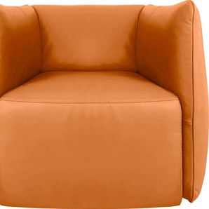 Sessel EGOITALIANO Ludo Loungesessel, Designsessel, Clubsessel Gr. Leder BULL, B/H/T: 80 cm x 68 cm x 80 cm, orange Einzelsessel