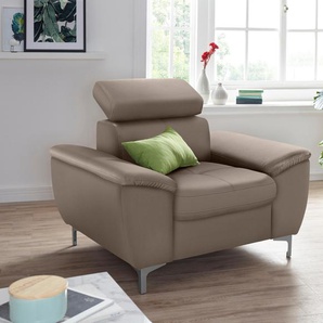 Sessel EXXPO - SOFA FASHION Azzano, Loungesessel Gr. Lederfaserstoff, Sessel, B/H/T: 114 cm x 97 cm x 98 cm, beige (sahara) Einzelsessel Lounge-Sessel Loungesessel Sessel