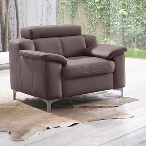 Sessel EXXPO - SOFA FASHION Florenz, Loungesessel, Relaxsessel mit hohem Sitzkomfort, modern Gr. Kunstleder SOFTLUX, B/H/T: 95cm x 97cm x 98cm, braun (schoko) Polstersessel Sessel bequeme Armlehnen, hochhwertige Detailverarbeitung